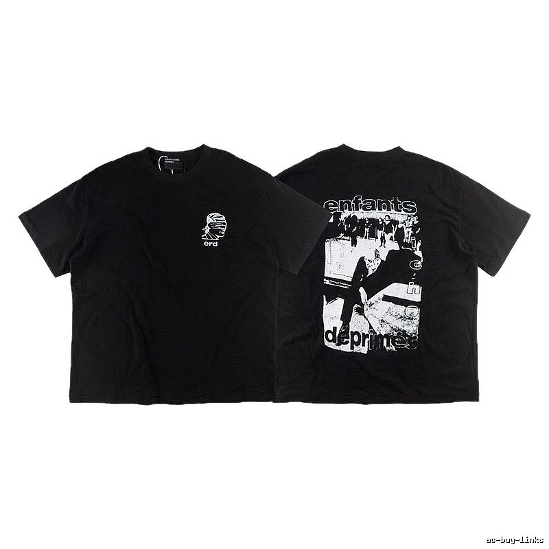 ERD Portrait Print Dark Style Black Short-sleeve T-shirt