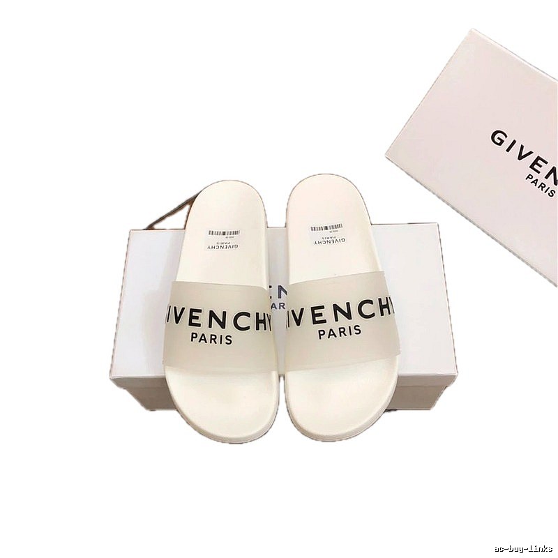 Givenchy Letter-Print Casual Style White Slide Sandals
