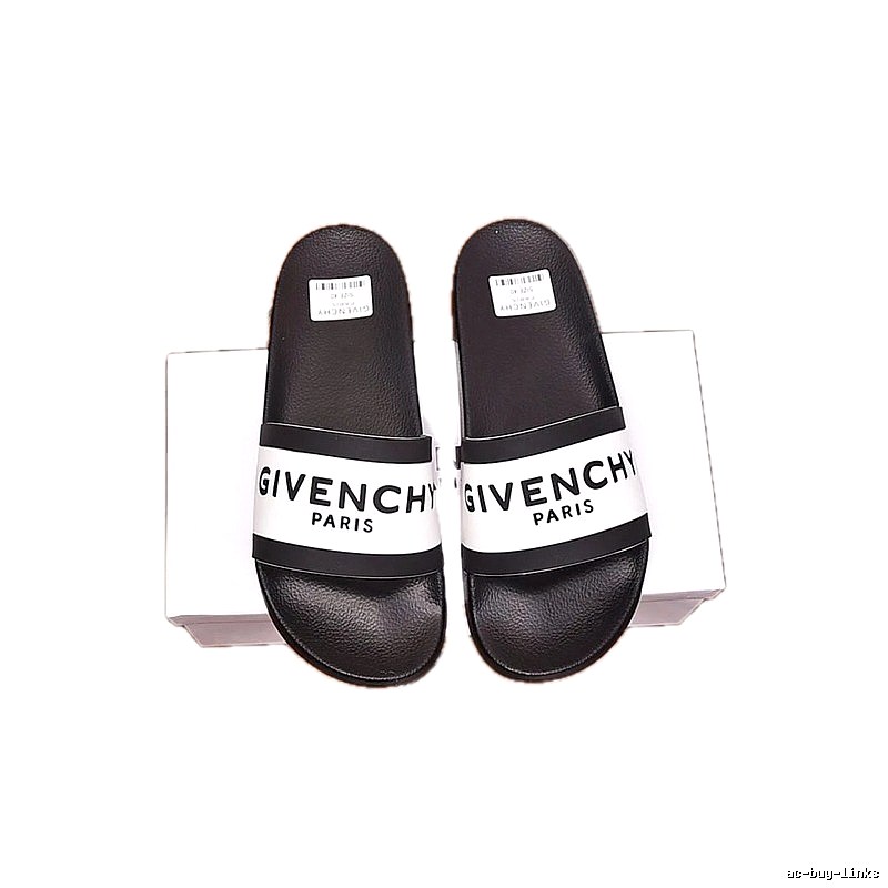 Givenchy Letter Printed Streetwear-style Black and White Slides