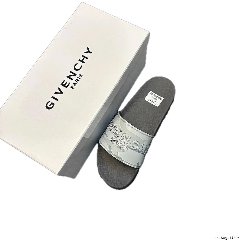 Givenchy Paris Camo Streetwear Gray Slides