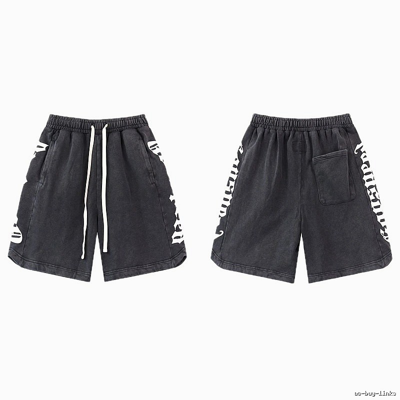 Godspeed Gothic Print Street Style Charcoal Black Shorts