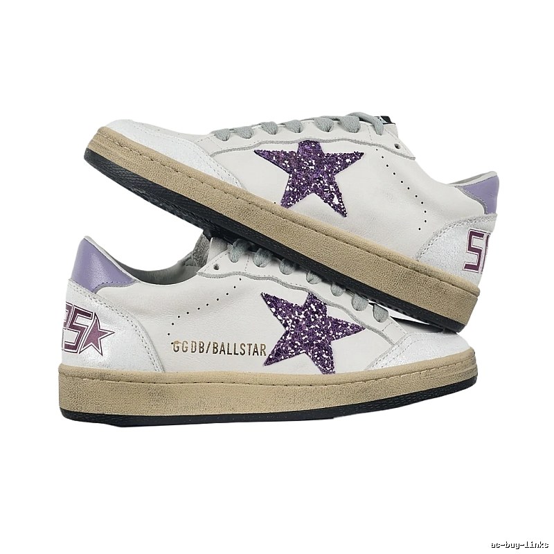 Golden Goose Star Trendy Brand White and Purple Shoes