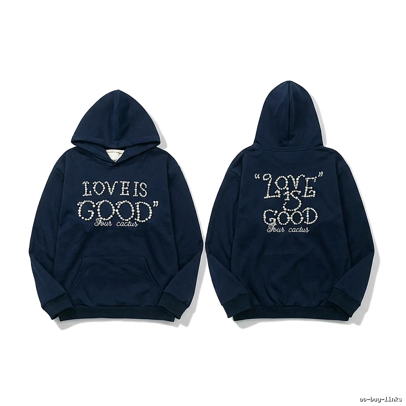 Goodbrand Letter Wind Navy Blue Hoodie