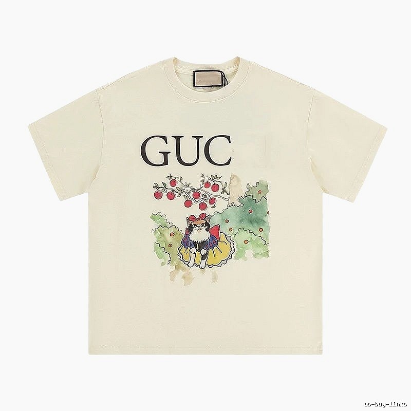 Gucci Vintage-style Cat Print Off-white T-Shirt