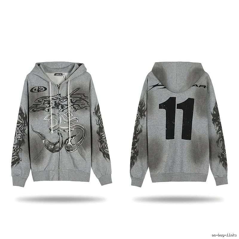 Hellstar Flame Wind Gray Sweatshirt