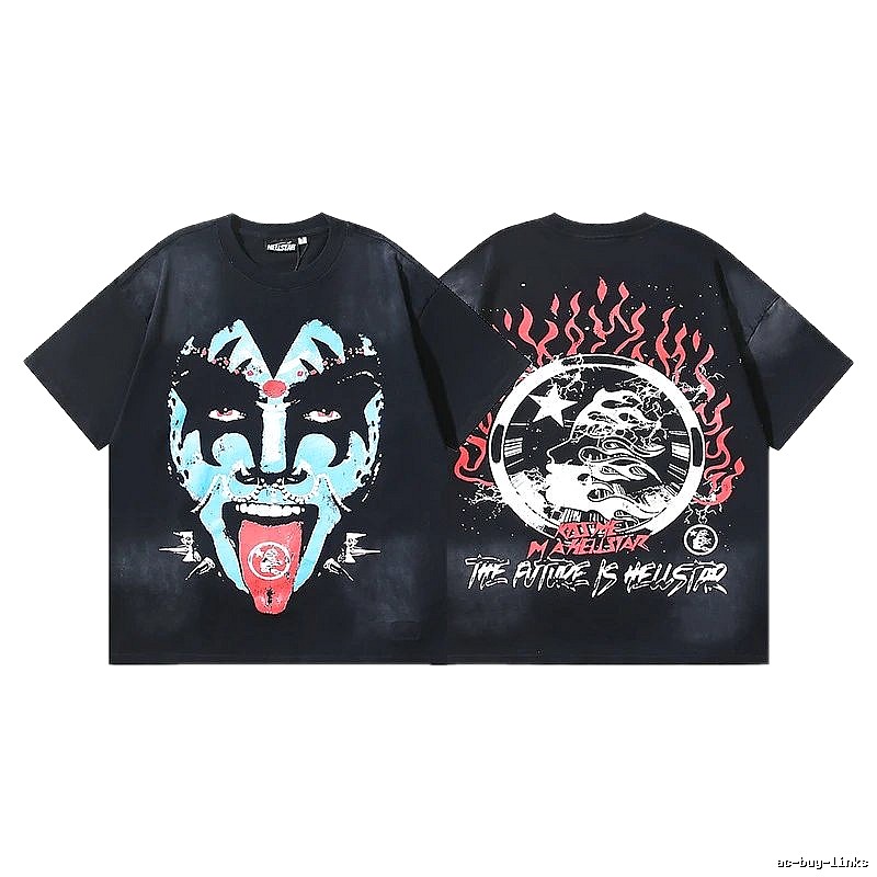 Hellstar Grimace Print Street Style Black T-Shirt