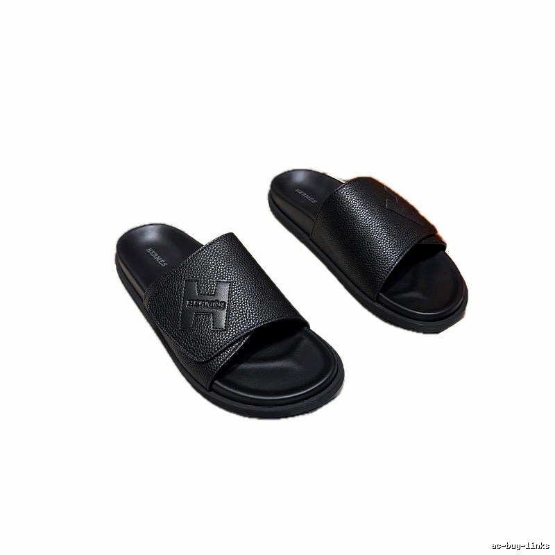 Hermès H Collection Minimalist Style Black Slides