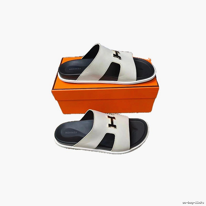 Hermès H Series Light Luxury Style Off-white Slide Sandals