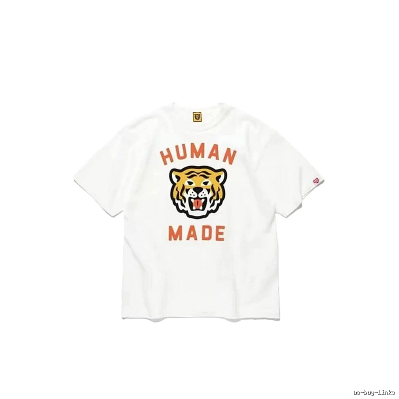 HUMAN MADE Tiger Head Vintage Japanese Style White Short-sleeve T-shirt