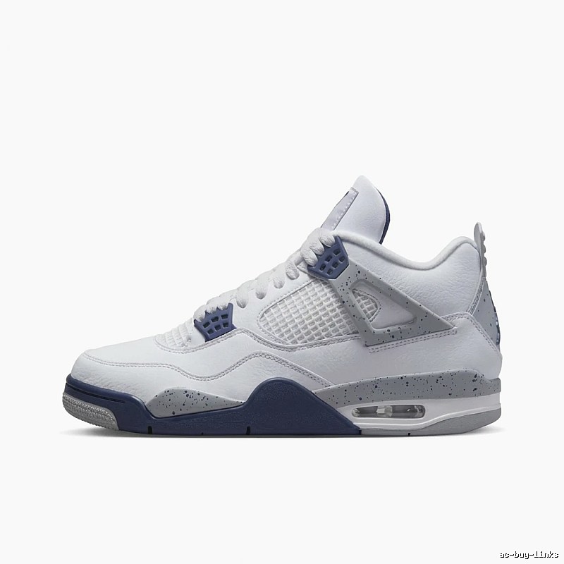 Jordan 4 trendy and cool style white and blue shoes