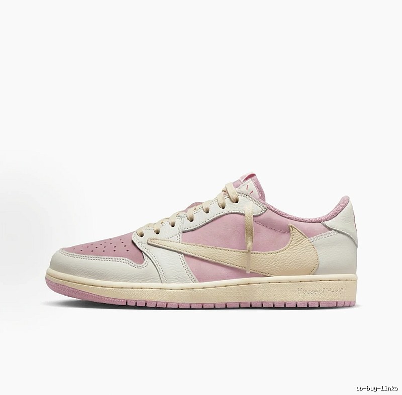 Jordan AJ1 Low-Top Pink and White Athletic Shoes