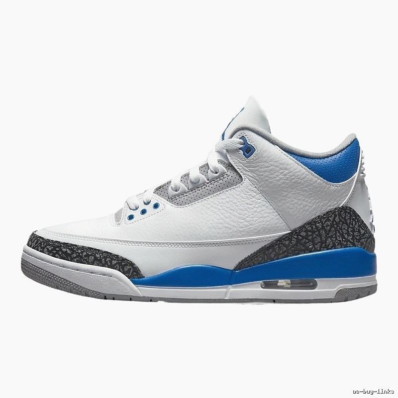 Jordan AJ3 Trendy White and Blue Athletic Shoes