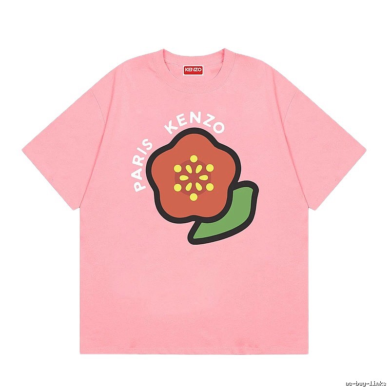 KENZO Crabapple Blossom Print Casual Pink Short Sleeve T-Shirt