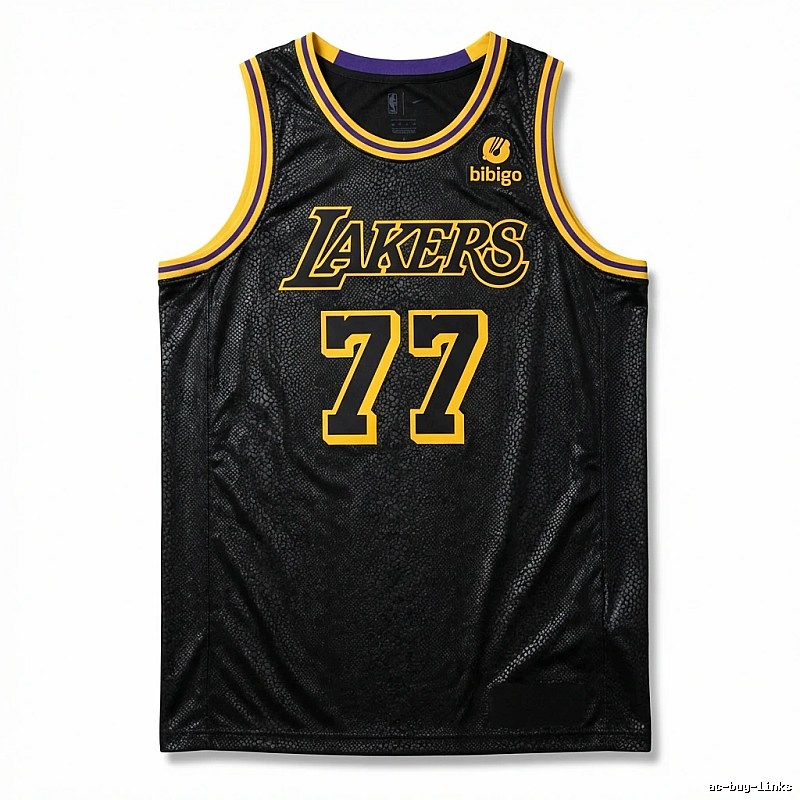Lakers No. 77 black and yellow basketball uniform