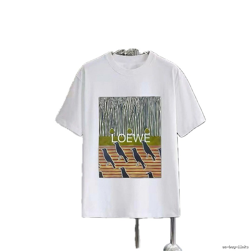 LOEWE Crow Print Streetwear-Style White T-Shirt