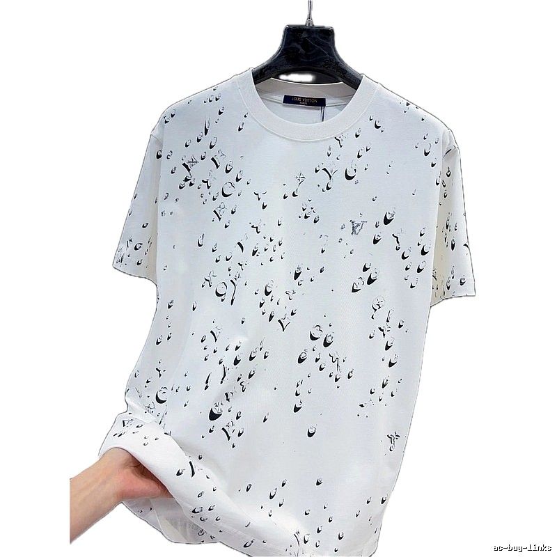 Louis Vuitton All-over Print Casual Style White Short-sleeve T-shirt