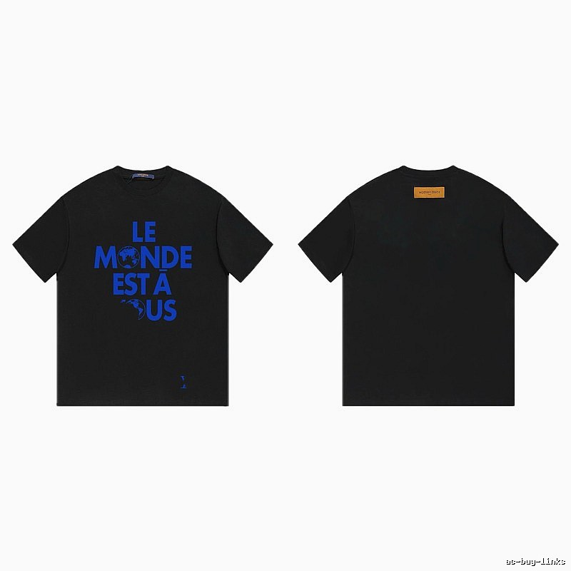 Louis Vuitton Letter Print Cool Trendy Style Black T-shirt