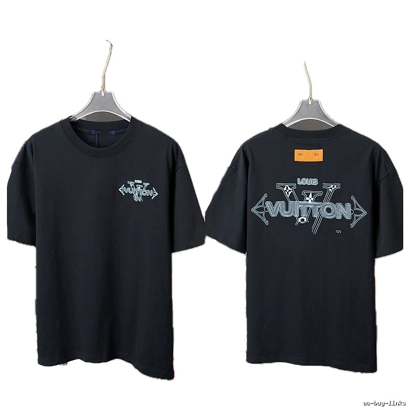 Louis Vuitton Letter Print Streetwear Style Black T-Shirt
