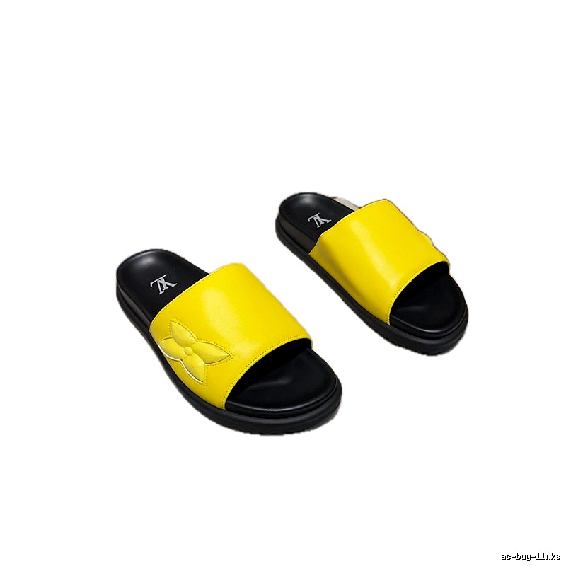 Louis Vuitton Monogram Casual Style Yellow and Black Slides