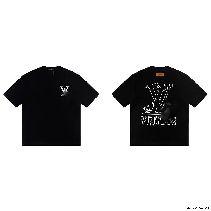 Louis Vuitton Printed Cool Style Black Short-sleeve T-shirt
