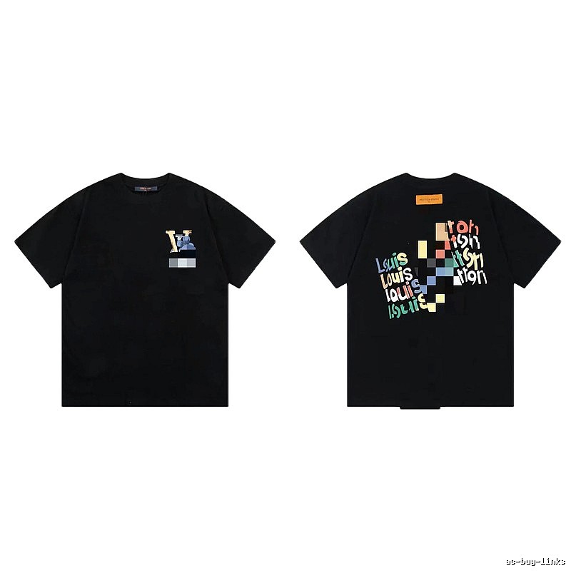 Louis Vuitton Trendy Graffiti Style Black Short-sleeve T-shirt