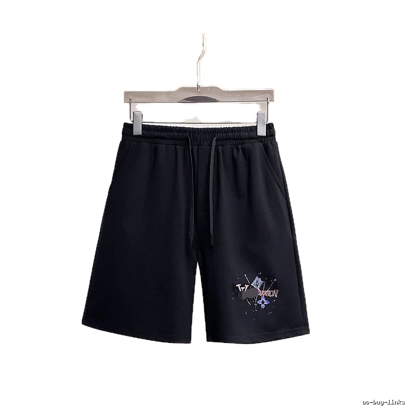 LouisVuitton Graffiti Casual Style Black Shorts