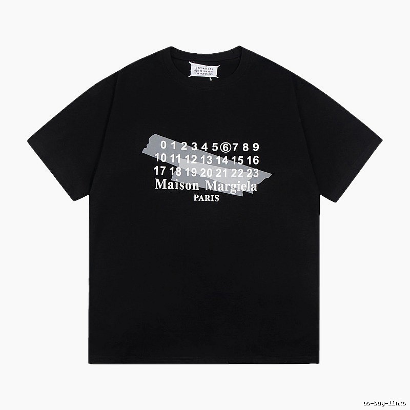 Maison Margiela Number Series Trendy Cool Black Short Sleeve T-Shirt