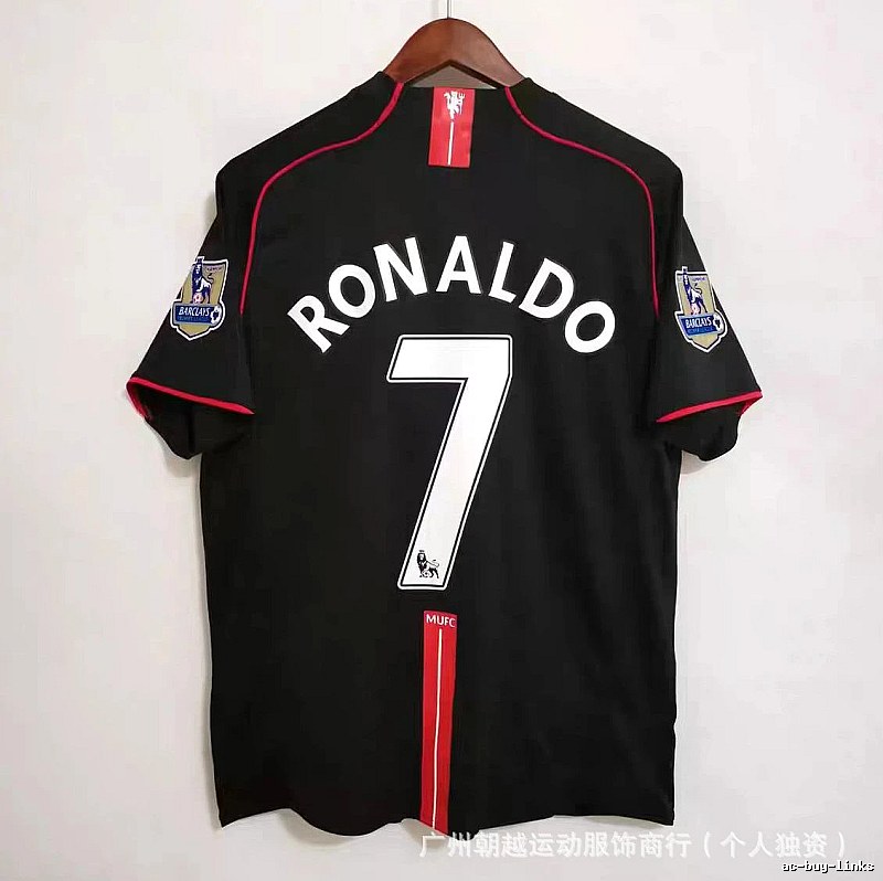 Manchester United Lightweight Beckham #7 soccer jersey White Black Retro for Gift Ideas
