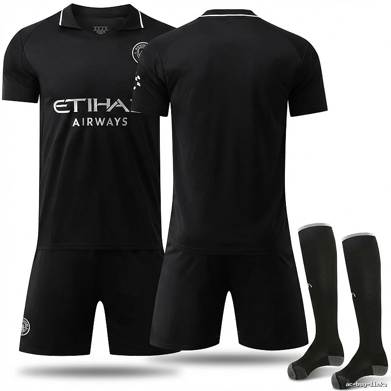MCFC Black Sporty Style Jersey