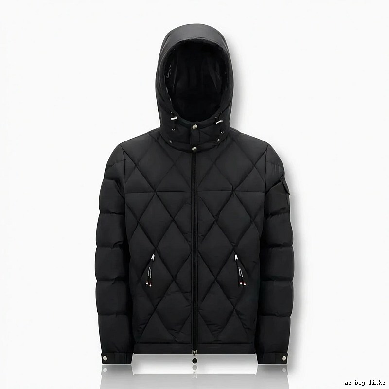 Moncler diamond-check trendy and cool style black down jacket