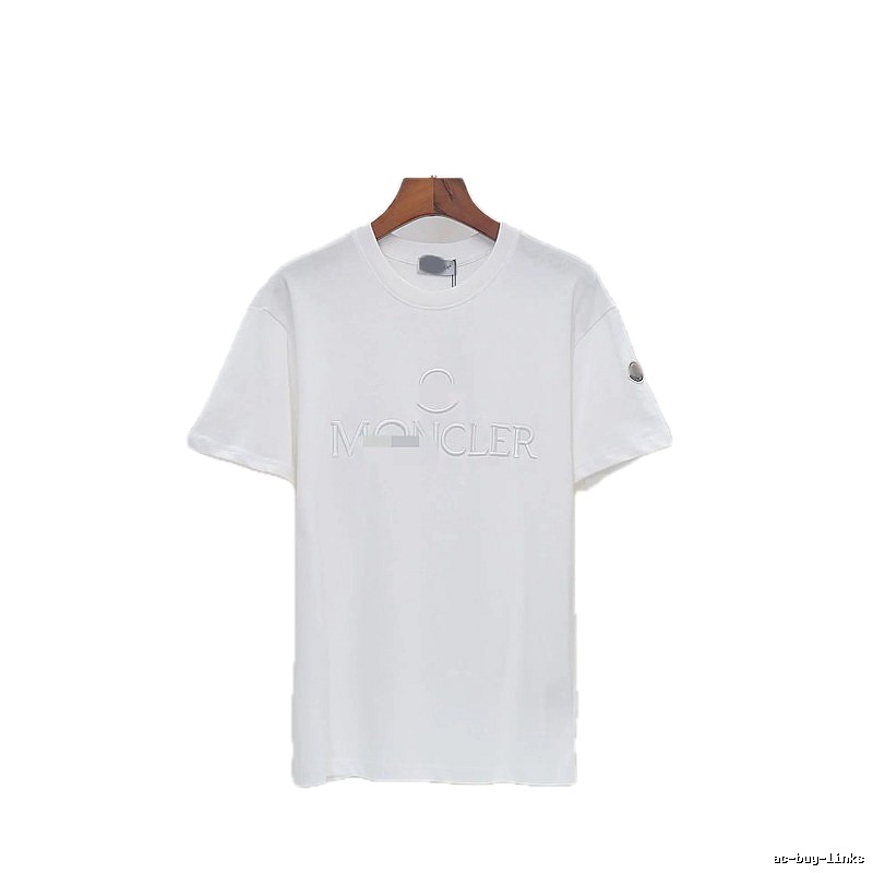 Moncler Embossed Casual Style White Short-sleeve T-shirt