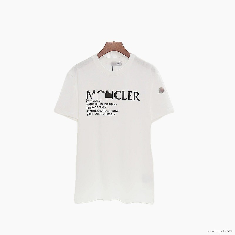 Moncler Letter Print Casual Style White T-Shirt
