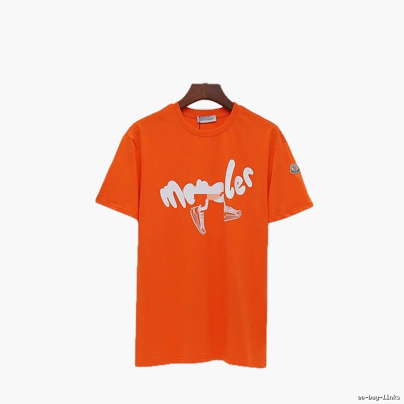 Moncler Printed Casual-style Orange Short-sleeve T-shirt