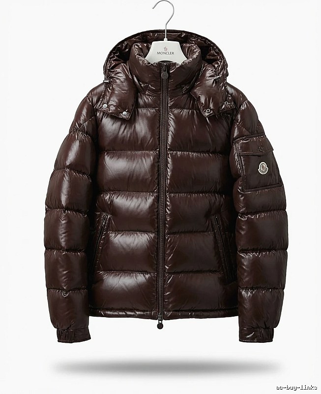 Moncler shiny short brown down jacket