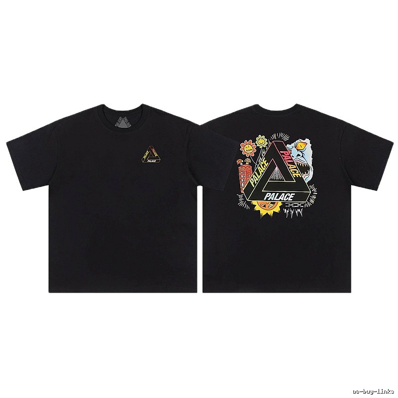 Palace Triangle Graffiti Street Style Black Short-sleeved T-shirt