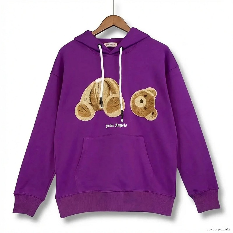Palm Angels Bear Trend Brand Purple Sweatshirt