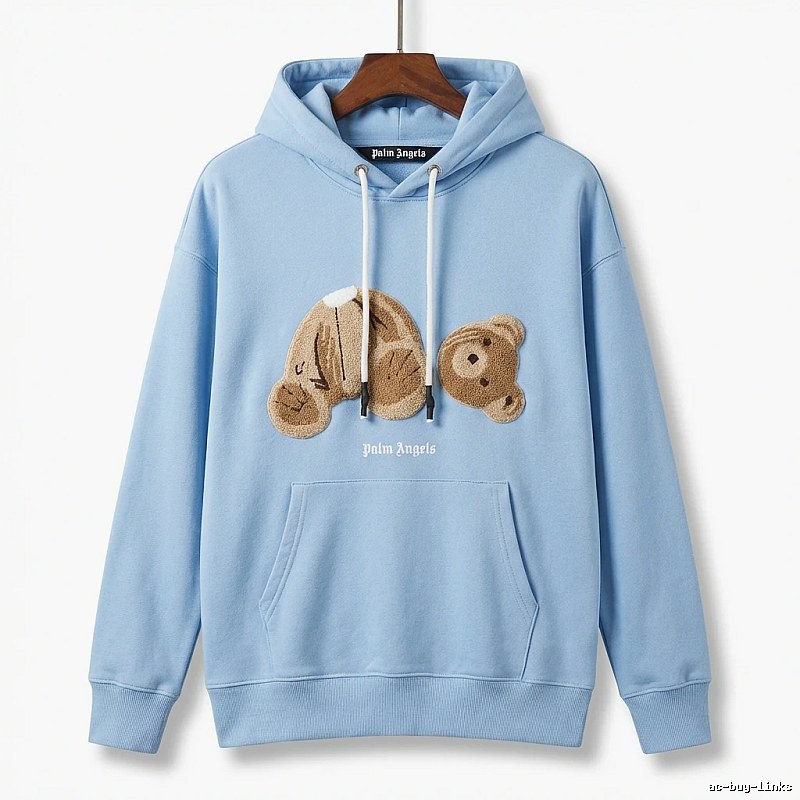 Palm Angels Bear Trendy Light Blue Sweatshirt