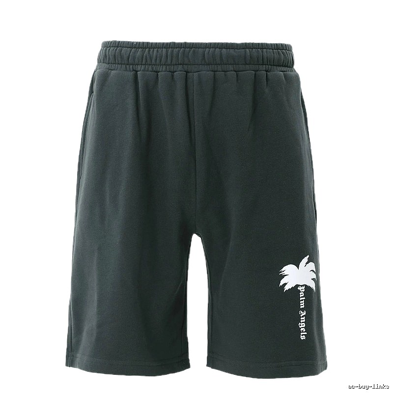 Palm Angels Palm Tree Style Dark Grey Shorts