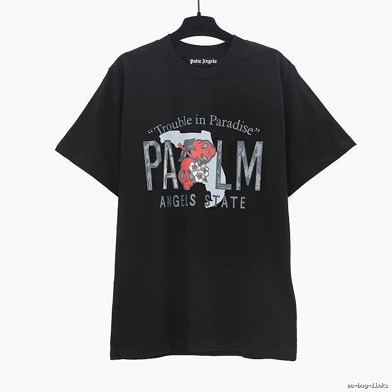 Palm Angels Travel Logo T-shirt White Palm Tree with Modern Look