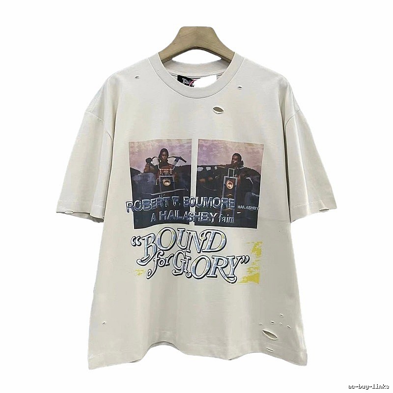 Paly Hollywood Printed Vintage Off-white Short Sleeve T-Shirt