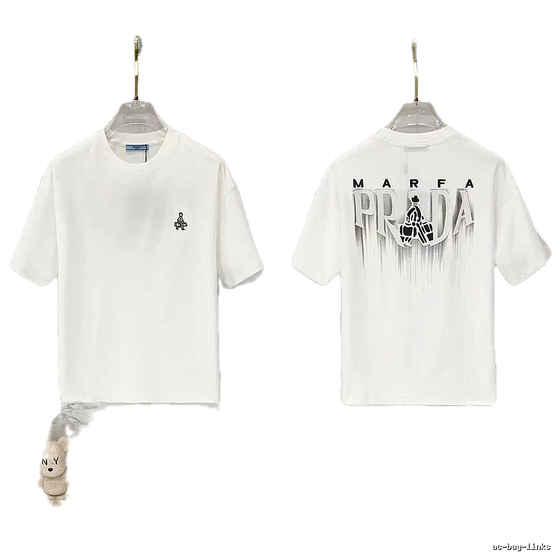 Prada MARFA Streetwear Style White Short-Sleeve T-Shirt