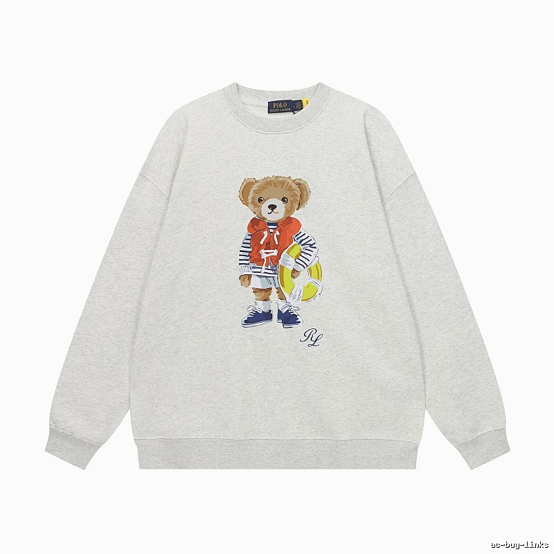 Ralph Lauren Bear Print Light Grey Sweatshirt