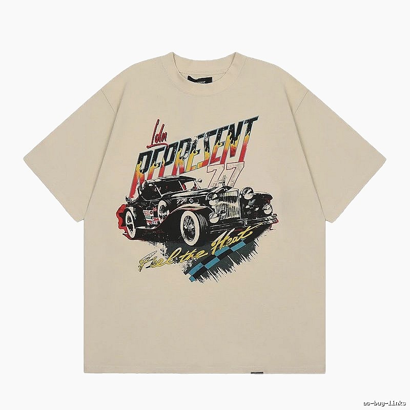Represent Vintage Classic Car Printed Beige Short-sleeve T-shirt