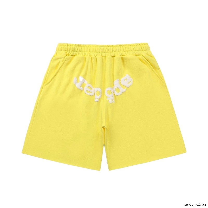 Sp5der casual style yellow shorts
