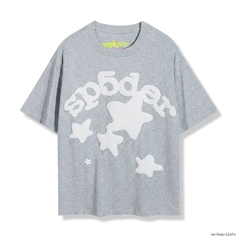 Sp5der Gray T-shirt with Star Print