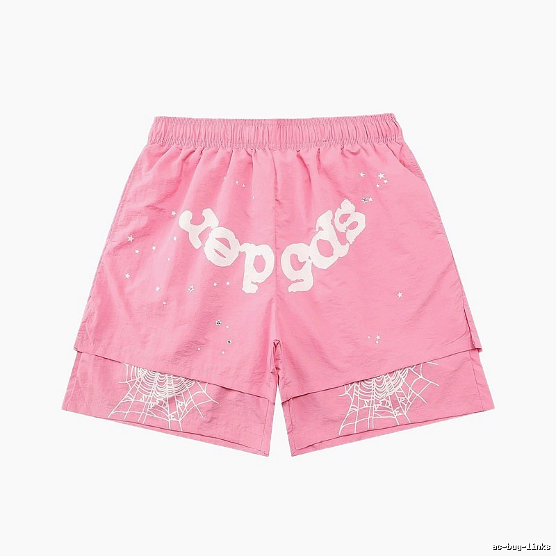 Sp5der star - printed pink shorts