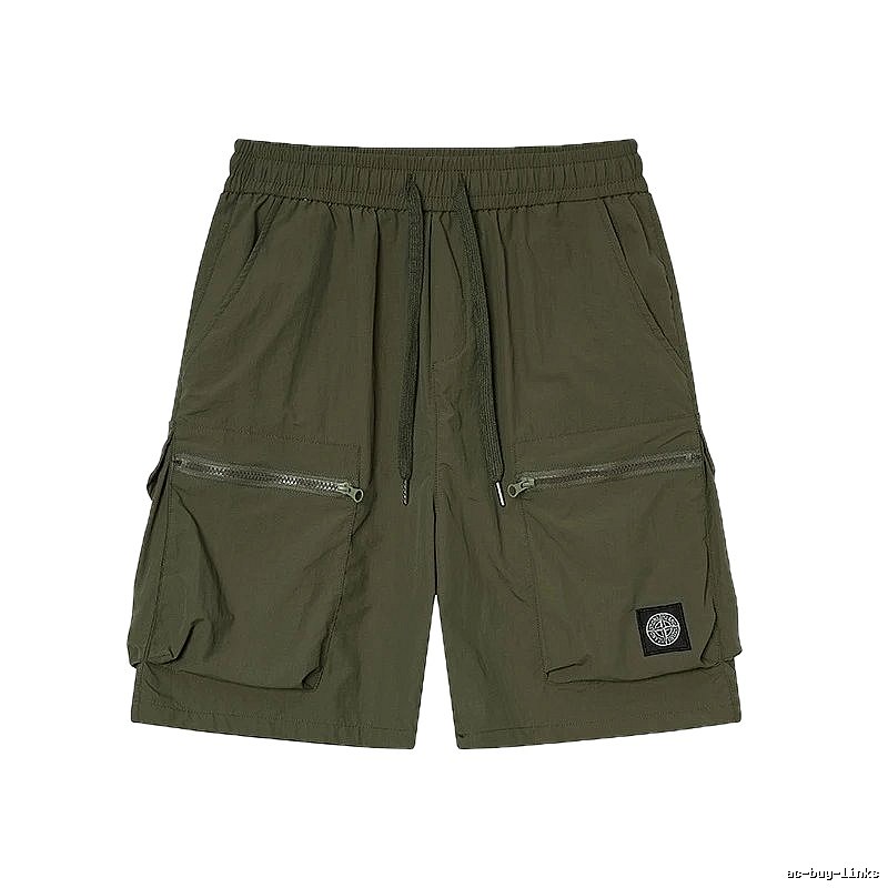 Stone Island Classic Technical Workwear Style Army Green Shorts