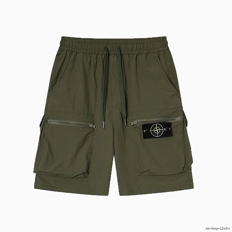 Stone Island Functional Style Army Green Cargo Shorts