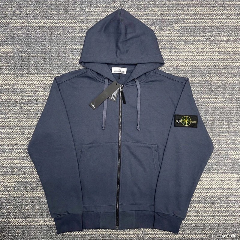 Stone Island Navy Blue Zip Hoodie Weekend Wear