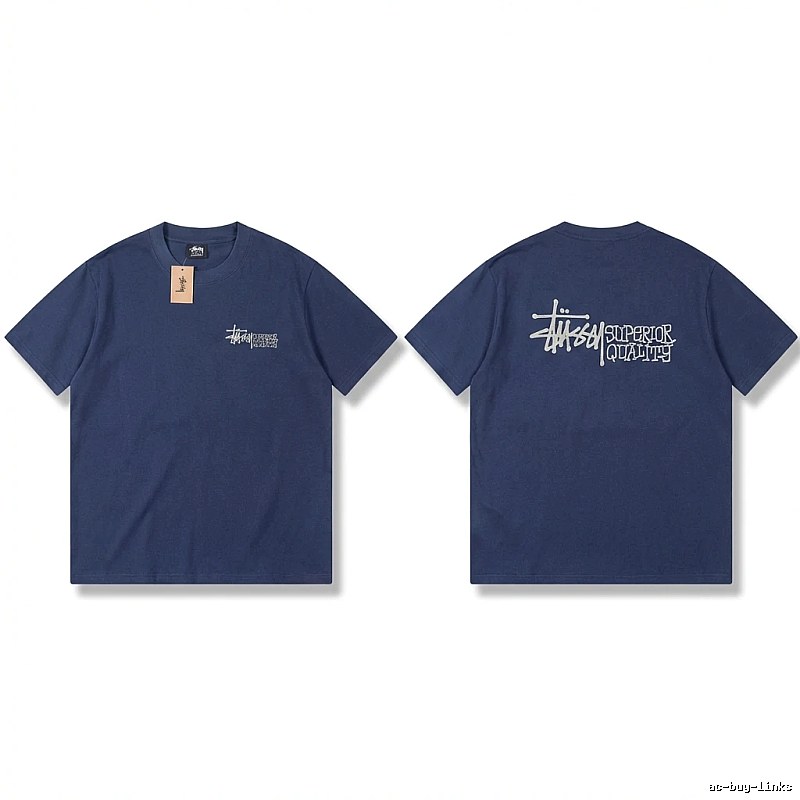 Stussy basic casual dark blue T-shirt